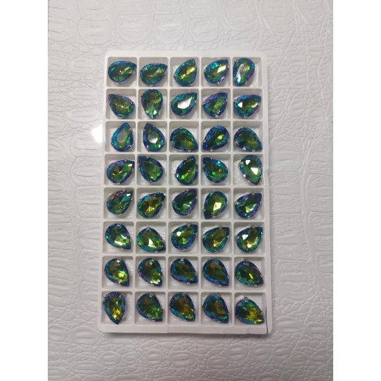 Стразы в цапах "Капля" 10*14 мм цв. хамелеон 001SP, цена за 1 шт